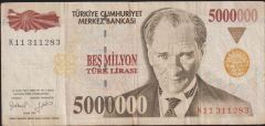 7.Emisyon 5 000 000 Lira K11 311283 Çok Temiz