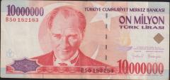 7.Emisyon 10 000 000 Lira B50 182183 Çok Temiz+