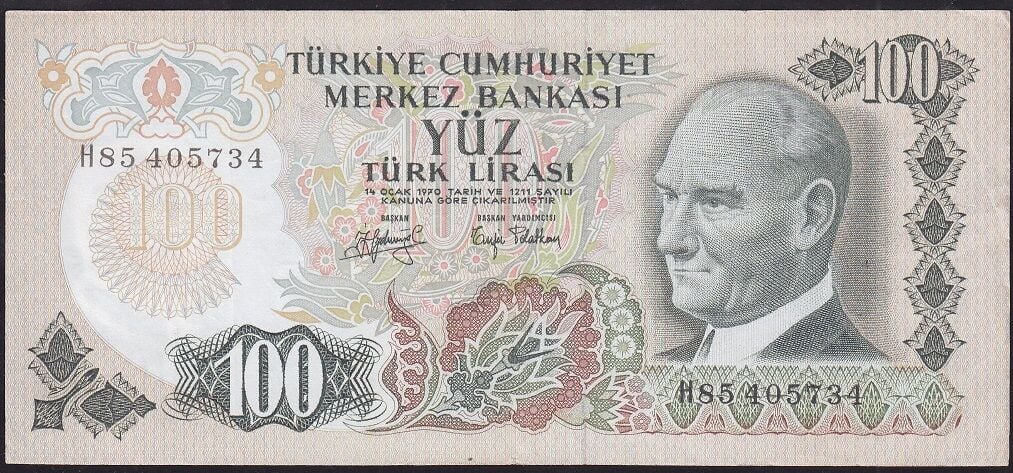 6.Emisyon 2.Tertip 100 Lira H85 405734 Çok Temiz+