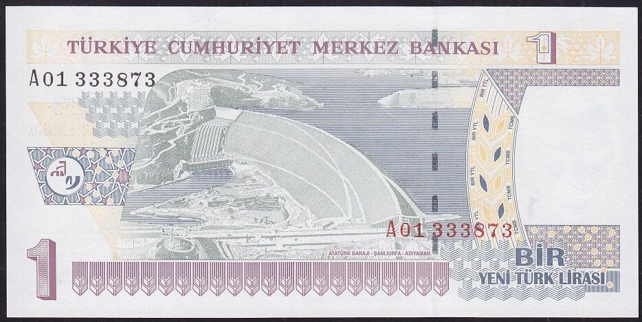 8.Emisyon 1 YTL A01 333873 Çil