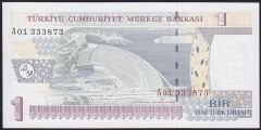 8.Emisyon 1 YTL A01 333873 Çil