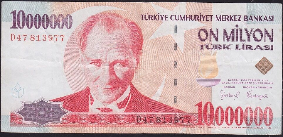 7.Emisyon 10 000 000 Lira D47 813977 Çok Temiz