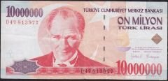 7.Emisyon 10 000 000 Lira D47 813977 Çok Temiz