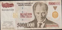 7.Emisyon 5 000 000 Lira K10 267229 Çok Temiz