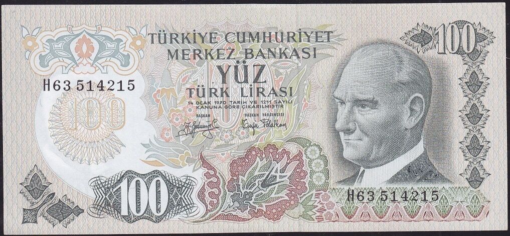 6.Emisyon 2.Tertip 100 Lira H63 514215 Çil