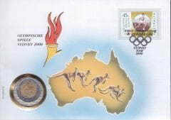 Sydney 2000 Yılı Olimpiyatları İlk Gün Zarfında,Damgalı,Pullu - Madeni Para İtalya 500 Liret 1997 Hatıra