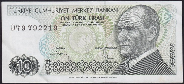 7.Emisyon 2.Tertip 10 Lira D79 792219 Ççt +
