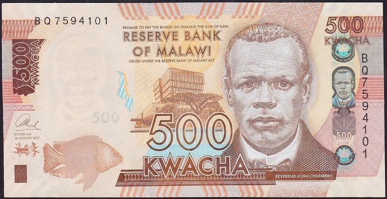 Malawi 500 Kwacha 2017 Çil Pick 66b