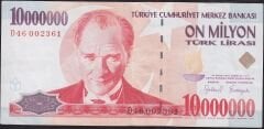 7.Emisyon 10 000 000 Lira D46 002361 Çok Çok Temiz