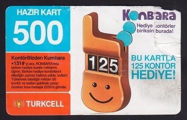TURKCELL HAZIR KART KONBARA 500 KONTÖR 2009 KONDÜSYON DÜŞÜK