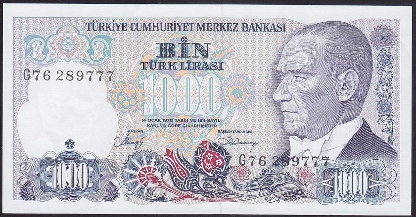 7.EMİSYON 2.TERTİP 1000 LİRA G76 289777 ÇİLALTI ÇİL
