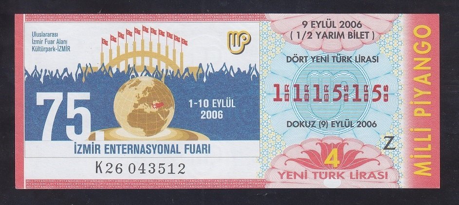 2006 9 EYLÜL YARIM BİLET - 111515