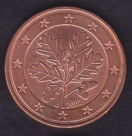 Avrupa Birliği 5 Euro Cent 2002 J Almanya