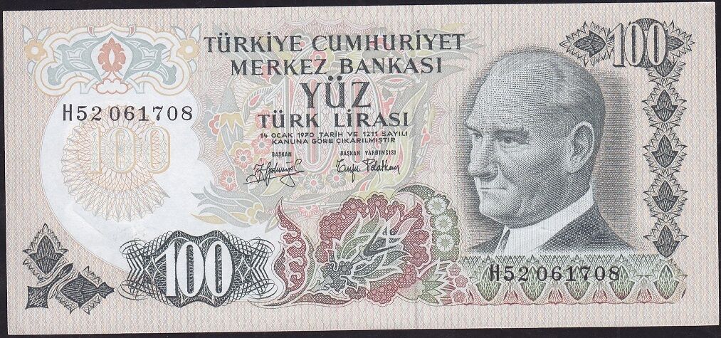 6.Emisyon 2.Tertip 100 Lira H52 061708 Çilaltı