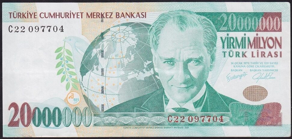 7.Emisyon 20.000.000 Lira C22 097704 Çok Temiz+