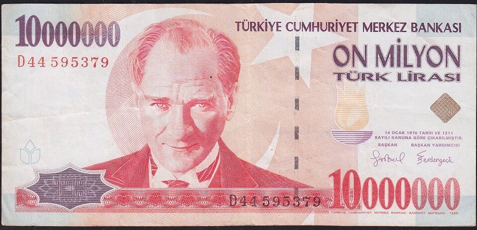 7.Emisyon 10 000 000 Lira D44 595379 Çok Temiz