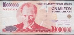 7.Emisyon 10 000 000 Lira D44 595379 Çok Temiz