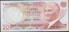 6.Emisyon 3.Tertip 20 Lira F86 265532 Çilaltı+