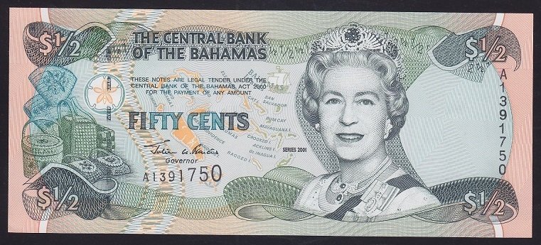 Bahama 1/2 Dolar 2001 Çil Kraliçe Pick68