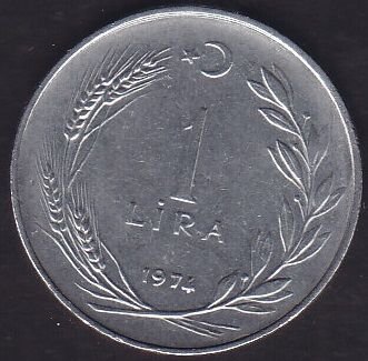 1974 Yılı 1 Lira Düz
