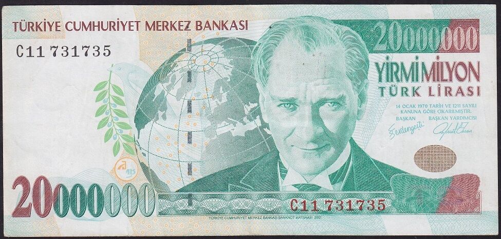 7.Emisyon 20.000.000 Lira C11 731735 Çok Temiz+