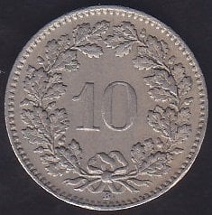 İSVİÇRE 10 RAPPEN 1959 eski para alan yerler