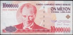 7.Emisyon 10 000 000 Lira D43 241929 Çok Temiz+