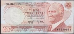6.Emisyon 3.Tertip 20 Lira F85 359968 Çilaltı Çil