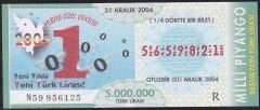 2004 31 Aralık Çeyrek Bilet - R Serisi