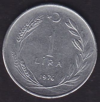 1976 Yılı 1 Lira Ters