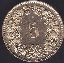 İSVİÇRE 5 RAPPEN 2012