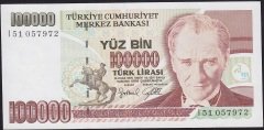 7.Emisyon 3.Tertip 100000 Lira I51 057972 Çilaltı