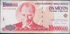 7.Emisyon 10 000 000 Lira D42 143784 Çok Temiz