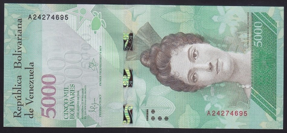 VENEZUELA 5000 BOLİVARES 2016 ÇİL