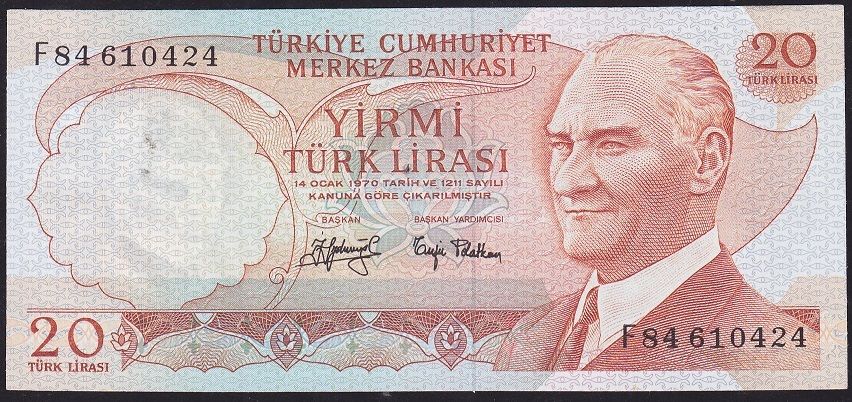 6.Emisyon 3.Tertip 20 Lira F84 610424 Çilaltı Çil