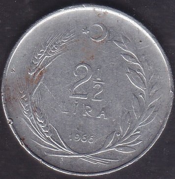1966 Yılı 2.5 Lira Temiz (Ters)
