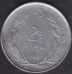 1966 Yılı 2.5 Lira Temiz (Ters)