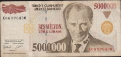7.Emisyon 5 000 000 Lira K06 976430 Çok Temiz
