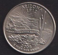 Amerika Çeyrek Dolar 2008 P Hatıra Arizona