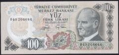 6.Emisyon 2.Tertip 100 Lira H40 204684 Çok Çok Temiz+