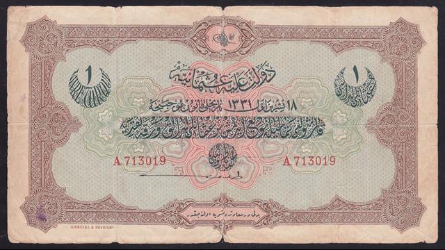 REŞAT 1 LİRA 18 EKİM 1331 A 713019 TEMİZ eski para değerleri