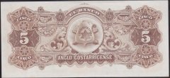 Kostarika 5 Colones 1919 Çilaltı Çil Pick122r