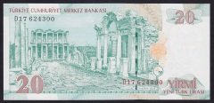 8.EMİSYON 20 YTL D17 624300 ÇİL eski kağıt para değerleri