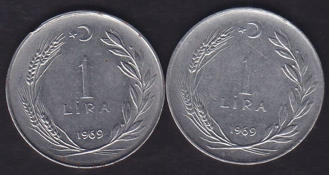 1969 Yılı 1 Lira (Ters Düz Takım)