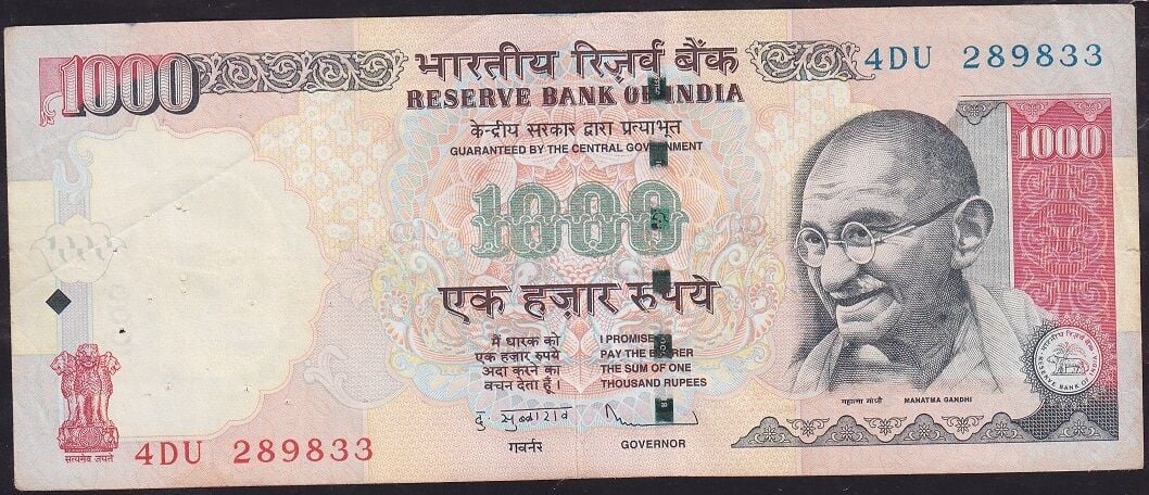 Hindistan 1000 Rupee 2011 Çok Temiz