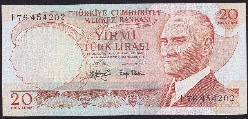 6.Emisyon 3.Tertip 20 Lira F76 454202 Çilaltı Çil