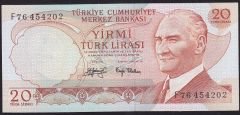 6.Emisyon 3.Tertip 20 Lira F76 454202 Çilaltı Çil