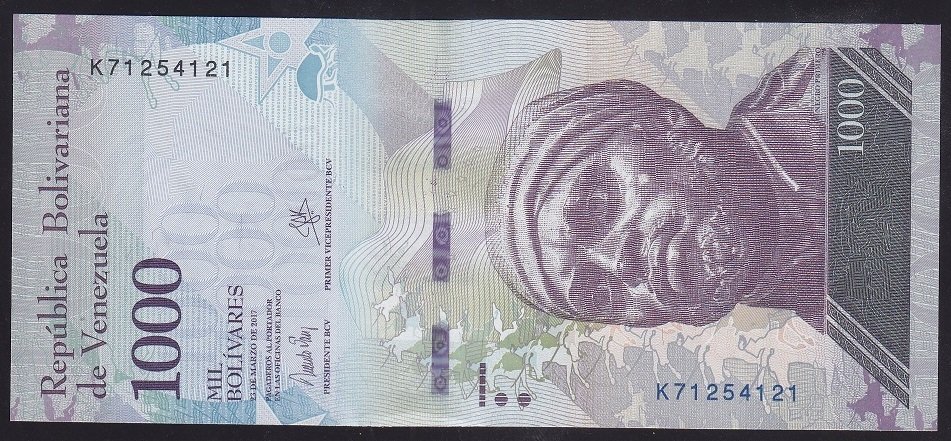 VENEZUELA 1000 BOLİVARES 2017 ÇİL