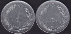 1970 Yılı 1 Lira (Ters Düz Takım)