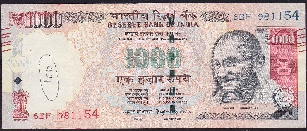 Hindistan 1000 Rupee 2015 Çok Temiz+